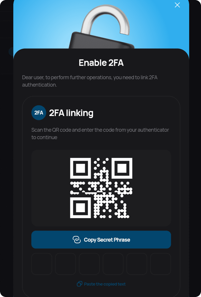 Two-Factor Authentication QR code setup screen